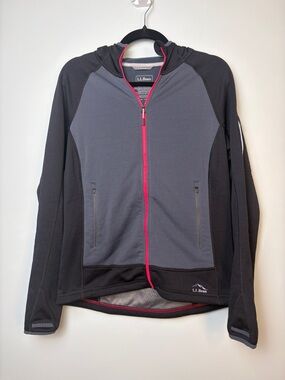 L.L. Bean Women’s Medium Soft Polartec Zip Front Fleece Lined Jacket BLack Gray